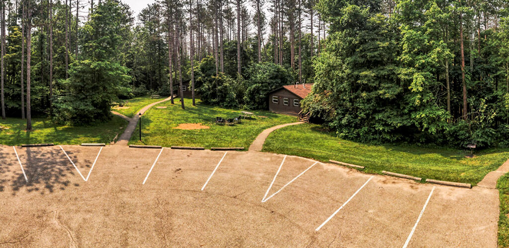 Parking lot outside of cabins